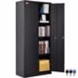 Armoire de bureau - VEVOR - 800 × 400 × 1800 mmavec étagères réglables à 3 clés et porte magnétique noire200 lb-chaque couche