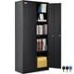 Armoire de bureau - VEVOR - 800 × 400 × 1800 mmavec étagères réglables à 3 clés et porte magnétique noire200 lb-chaque couche