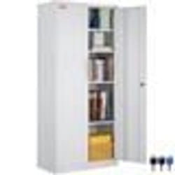 Armoire de bureau - VEVOR - 800 × 400 × 1800 mmavec étagères réglables à 3 clés et porte magnétique blanc200 lb-chaque couche