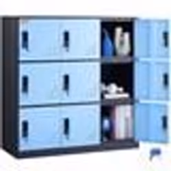 Armoire de bureau - VEVOR - 900x450x940 mmCasier métallique 9 portesCasier avec clé capacité de charge 30 kgbleu