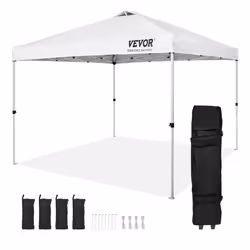 Tonnelle Pop up - VEVOR - Tonnelle Pop-up pour Camping Plage 3048x3048 cm Blanc avec Sac Portable