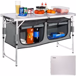 Cuisine de Camping - VEVOR - Armoire de Camping Pliable - en Aluminium 3 Hauteurs Réglables