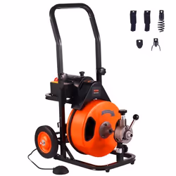 Déboucheur Électrique Canalisation - VEVOR - RC-9001-3.2*12.7*23M - 23m x 127mm - 4 Coupeurs