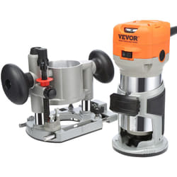 VEVOR Affleureuse Defonceuse a Bois Electrique 800 W Base Fixe et Creuse 30000 tr/min 6 Vitesses Variables Pinces de Serrage 6,35 mm 8 mm 2 Fraises