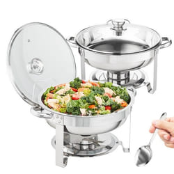 Lot de 2 Chauffe-Plat Buffet - VEVOR - 2 Bacs Ronds de 35 L Chauffant à Combustible