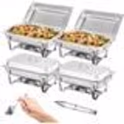 Lot de 4 Chauffe-Plats Buffet - VEVOR - 4 Bacs de 75L Chauffant - 8 Porte-Combustible