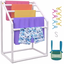 Porte-Serviettes sur Pied - VEVOR - Range-Serviettes 5 Barres Piscine Salle de Bain 94 x 60 x 127 cm 25 kg Facile à assembler