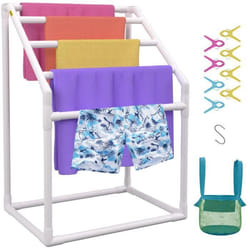 Porte-Serviettes sur Pied - VEVOR - Range-Serviettes 5 Barres Piscine Salle de Bain 94 x 60 x 127 cm 25 kg Facile à assembler