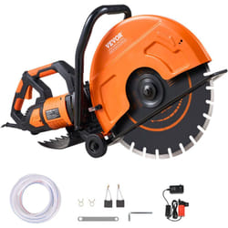 Scie a beton electrique, 406 mm, scie circulaire puissance elevee 2800 w profondeur de coupe 152 mm scie a disque humide/sec avec conduite deeau,