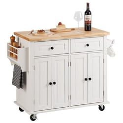 Îlot Central - VEVOR - Îlot Central Desserte de Cuisine à Roulettes 90 cm 2 Armoires 2 Tiroirs