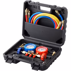 VEVOR Kit de Recharge de Réfrigérant Climatisation Coffret Manomètres à 3 Voies