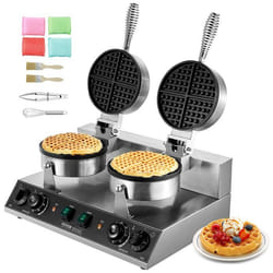 Gaufrier à Cornet de Glace Commercial 2460 W-VEVOR-avec Contrôle de la Température et du Temps-Restaurant Boulangerie Snack Bar