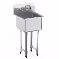Évier commercial - VEVOR - 457x381x1041 mmacier inoxydableCapacité de charge 104 kgAvec robinet et piedsDosseret