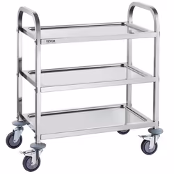 Chariot de Service Inox - VEVOR - 3 Étages Charge Max 181 kg