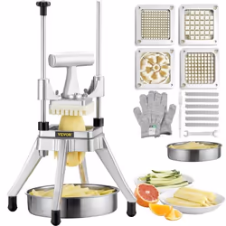 Coupe-Frites Commercial - VEVOR - Coupe-Légumes Multifonction - 4 Lames Inox Tranchantes