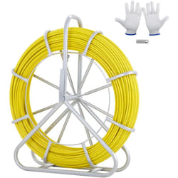 VEVOR Ruban a Poisson en Fibre de Verre 129,5 m 6,35 mm Aiguille Electricien de Tirage Fil Cable Electrique Extracteur Bobine de Conduit Support