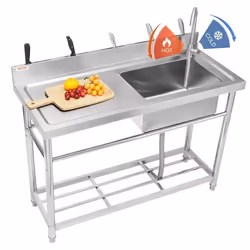 Évier commercial - VEVOR - 500 x 330 x 220mmacier inoxydable 304avec Plate-formepour GarageRestaurantBlanchisserie