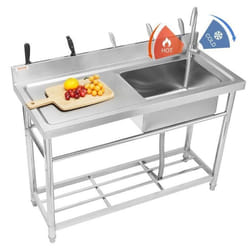 Évier commercial - VEVOR - 500 x 330 x 220mmacier inoxydable 304avec Plate-formepour GarageRestaurantBlanchisserie