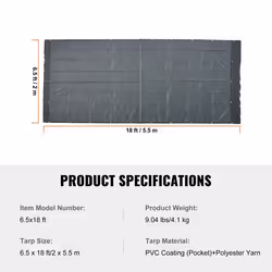 Bâche en Maille pour Camion-VEVOR-2x55m- Revêtement PVC Noir- pour Camion à Benne Basculante Manuel Électrique