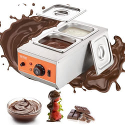 Fondoir à Chocolat - VEVOR - Tempéreuse à Chocolat en Inox 800 W 2 Cuves de 15 L