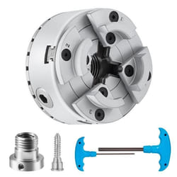 Mandrin tour a bois - VEVOR - Mandrin de Tour à 4 Mors KP2-3-4 70mm Auto-Centrage pour Meulage Fraisageavec Clé en T et Accessoires