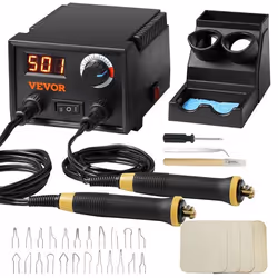Kit de Pyrogravure sur Bois - VEVOR - Pyrograveur Professionnel 200~700°C Réglable 2 Stylos 23 Pointes en Fil