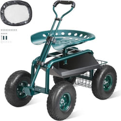 Siège de Jardin Roulant - VEVOR - Siège Jardin Roulant Tabouret Jardinage sur Roues Poignée Extensible Vert
