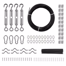 Cable Inox - VEVOR - Câble Métallique en Acier Inoxydable T304 159 mm 50 m 7x7 Revêtement PVCNoirpour Cordes à LingeLianes