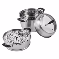 Cuiseur Vapeur - VEVOR - Cuit Vapeur Cuit Vapeur 3 Étages 28cm 1 Marmite 8L 1 Panier 2 Plateaux