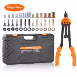 Riveteuse Manuelle  - VEVOR - Pince à Insert Fileté Pince à Rivets 41 cm Kit de 13 Mandrins 186 Écrous