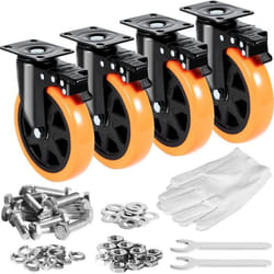 Roulettes Pivotantes - VEVOR - Roulettes pour Meubles à Plaque Lot de 4 Roues 1524mm Frein de Verrouillage