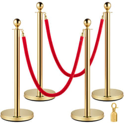 Vevor - 4 Poteaux de Guidage Separation deOr avec 2 Cordes en Velours Rouges 1,5 m, 4 pcs Fils deAttente de Queue Poteau Individuel de Securite 96 cm