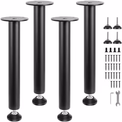 Pied de Table - VEVOR - 4PCS Pied de Bureau Basse Meuble en Acier Massif Réglables 4064 mm Noir