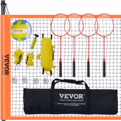 Ensemble de Volley-Ball de Badminton-VEVOR-Acier Hauteur Réglable-Filet de Badminton Portable dExtérieur-Volley-Ball en PVC