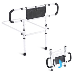 Barrière de Lit pour Adultes Personnes Âgées Pliable -VEVOR- Charge 204 kg-Poignée Réglable à 4 Niveaux Poche de Rangement