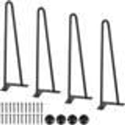Pied de Table - VEVOR - 4PCS Pied de Bureau Épingle à Cheveux Bureau 406 mm Acier Massif 2 Tiges