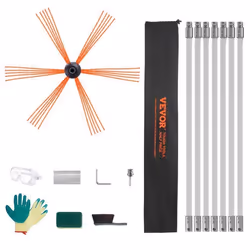 Kit de Ramonage Cheminée - VEVOR - 7m Brosse Rotative 7 Tiges Flexibles Nylon