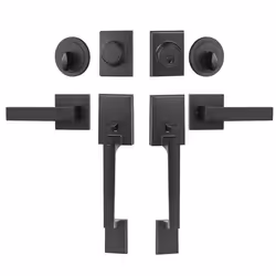 Paire de poignées de porte - VEVOR - Levier de Porte Carré Noir MatDouble réversibleavec Serrure Robuste et Factice296 kg