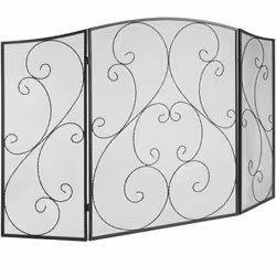Pare Feu Cheminée - VEVOR - 3 panneaux 1219x767 cm Noir VintagePliableAucun assemblage requis Fer