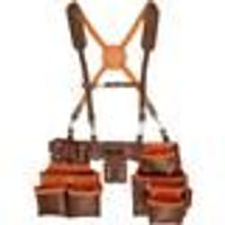 Ceinture Porte Outil - VEVOR - Ceinture à Outils Bretelles Poche Outils Menuisier Réglable Cuir Véritable