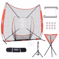 Entraînement au baseball -VEVOR- 244x211cm992kgavec Cadre dArc Sac de Transport Zone de Frappe 12 Balles Tee Collecteur