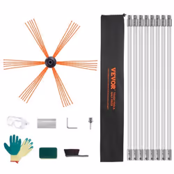 Kit de Ramonage Cheminée - VEVOR - Poêle Pellet 8m Brosse Rotative 8 Tiges Flexibles Nylon