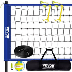 Filet de volley-ball - VEVOR - Filet de Volley-ball Portable Extérieur Poteau à Hauteur Réglable avec Sacpour JardinPlagePelouse