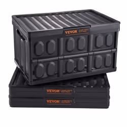 Caisse Rangement Pliable - VEVOR - Caisse de Rangement Plastiqueavec Couvercles 3PCS Empilables 45L