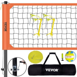 Filet de volley-ball - VEVOR - Filet de Volley-ball Portable Poteaux à Hauteur Réglable Sac de Transportacier polyéthylènejaune