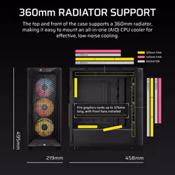 Corsair 3200D RS ARGB Mid-Tower PC Case - Smoke Midi Tower Noir - Vue supplémentaire 5
