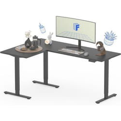 FLEXISPOT Bureau Assis Debout dangle 180x120 cm Bureau en L avec 3 Pieds Bureau Électrique Réglable avec 4 Boutons MémoireNoir