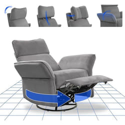 FlexiSpot Fauteuil Relaxant Électrique – Inclinable Pivotant Bascule Appuie-Tête 3D Accoudoirs & Dossier Réglables – Gris