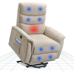 FLEXISPOT Fauteuil Relaxation Électrique Massage Releveur Inclinable avec Aide au Redressement et Fonction Chauffante Beige