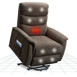 FLEXISPOT Fauteuil Relaxation Électrique Massage Releveur Inclinable avec Aide au Redressement et Fonction Chauffante Marron